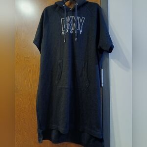 NWOT/ DKNY SPORT short sleeve hooded sweatshirt midi dress